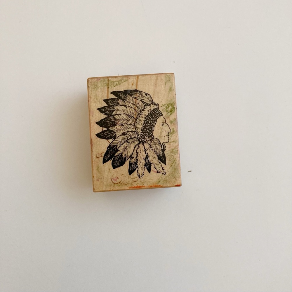 PSX Native American Indian Headdress Wood Rubber Stamp D- 250
